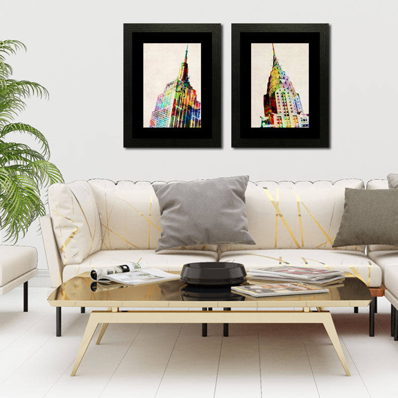 Set of 2 Urban Icons Wall Frames – NYC Chrysler & Rome Architecture