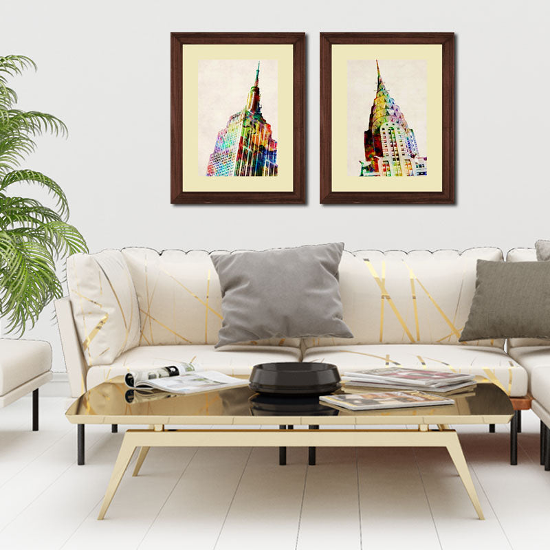 Set of 2 Urban Icons Wall Frames – NYC Chrysler & Rome Architecture