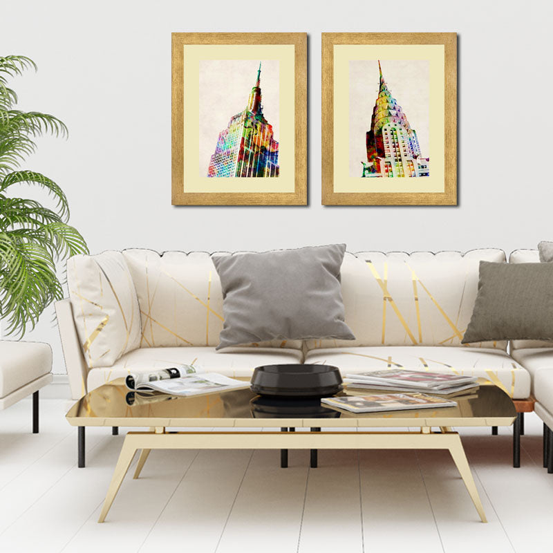 Set of 2 Urban Icons Wall Frames – NYC Chrysler & Rome Architecture