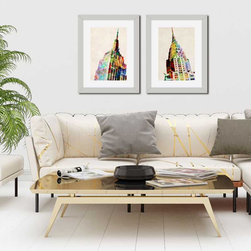 Set of 2 Urban Icons Wall Frames – NYC Chrysler & Rome Architecture