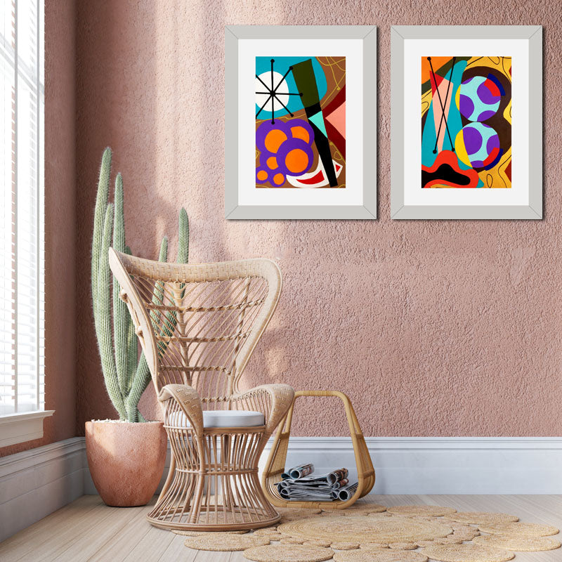 Set of 2 Color Pop Abstract Wall Frames – Geometric Shapes