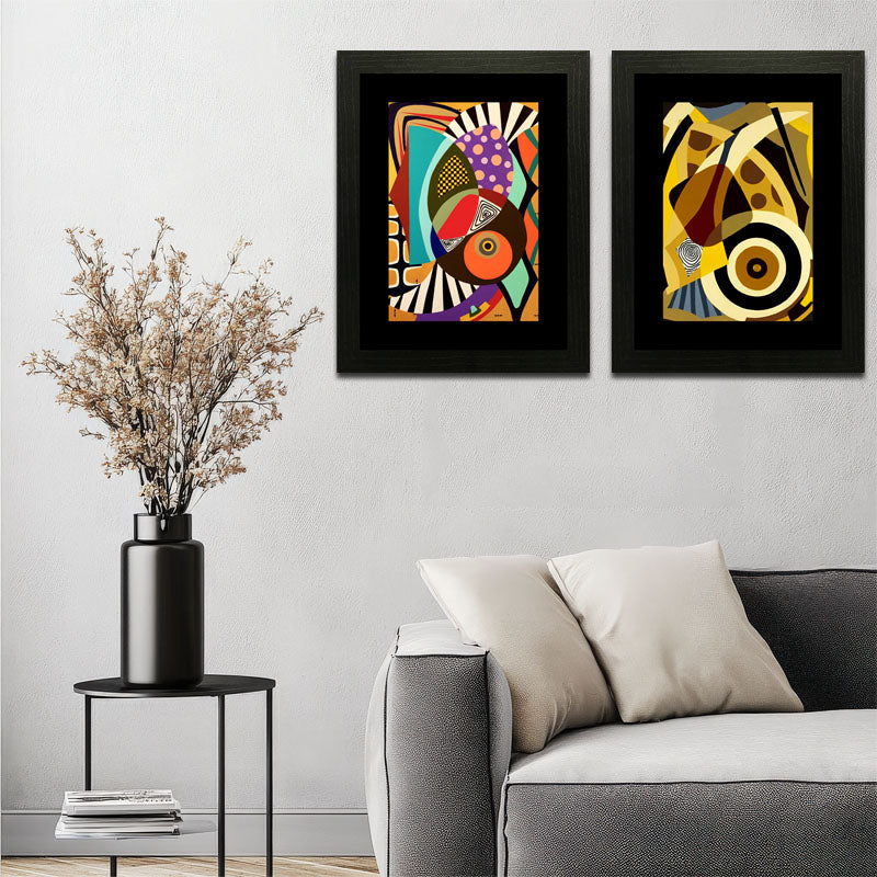 Set of 2 Artistic Pulse Wall Frames – Bold Graphic Abstracts