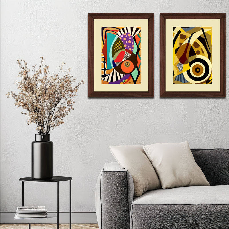 Set of 2 Artistic Pulse Wall Frames – Bold Graphic Abstracts