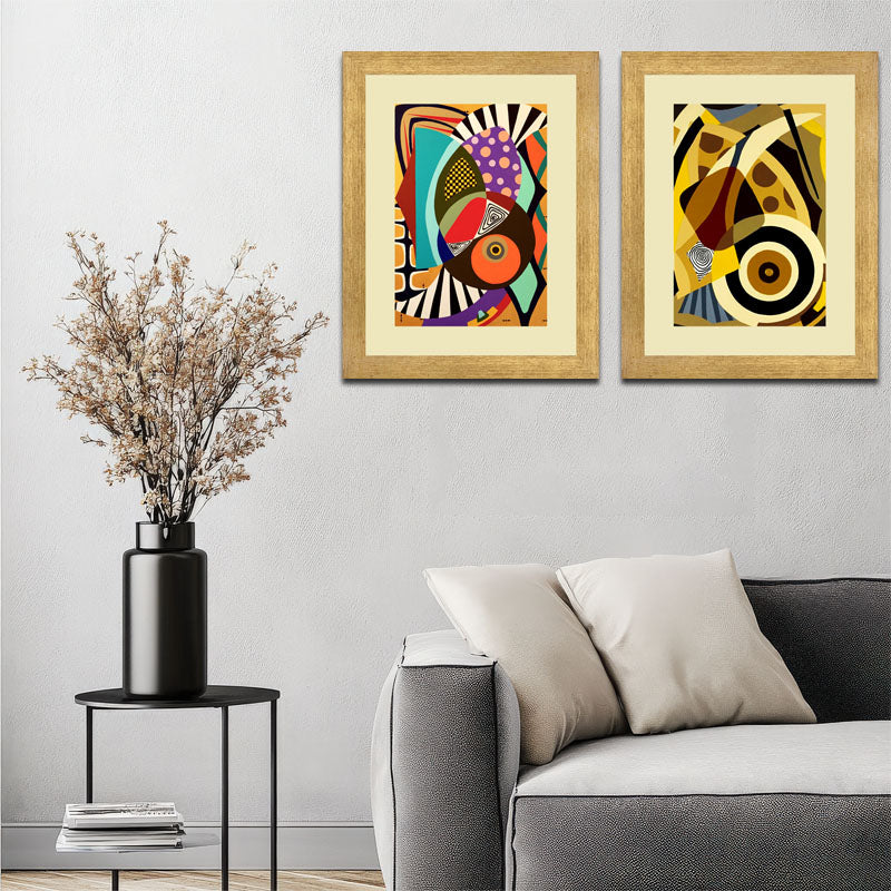 Set of 2 Artistic Pulse Wall Frames – Bold Graphic Abstracts