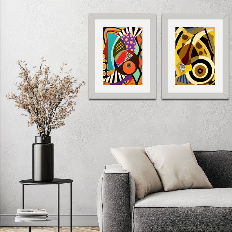 Set of 2 Artistic Pulse Wall Frames – Bold Graphic Abstracts