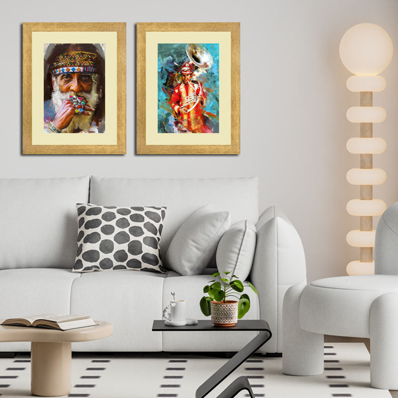 2 Piece Cultural Portrait Wall Frames – Tribal Faces & Art