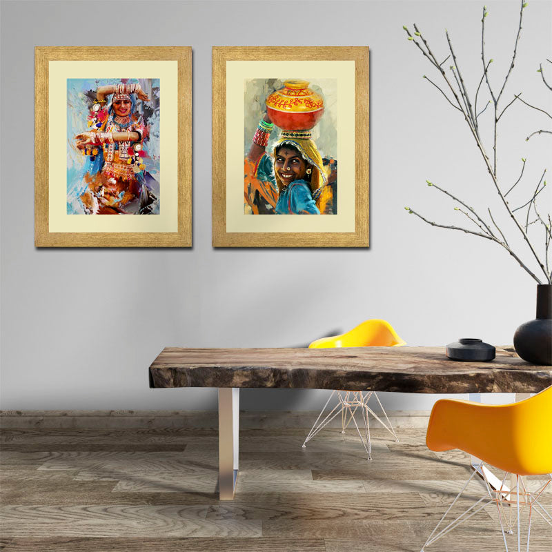 2 Piece Festival Spirit Wall Frames – Traditional Indian Celebration Art
