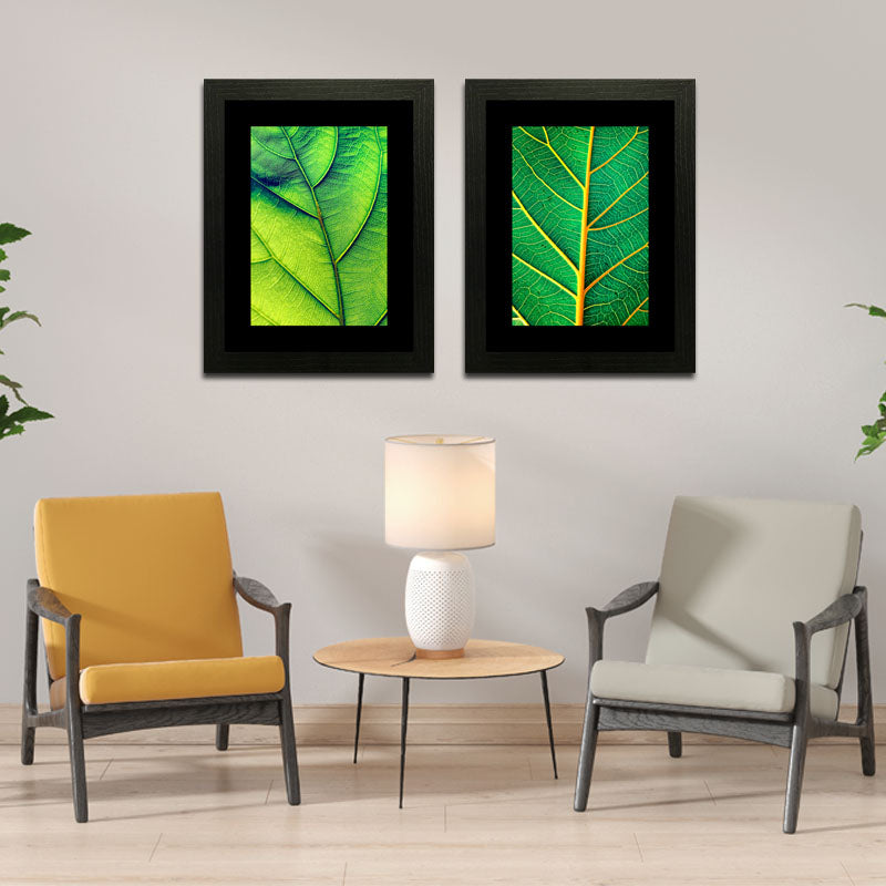 2 Piece Nature Texture Wall Frames – Close-Up Leaf Prints