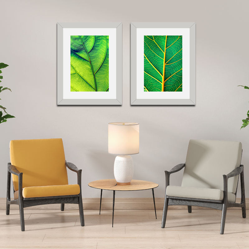 2 Piece Nature Texture Wall Frames – Close-Up Leaf Prints