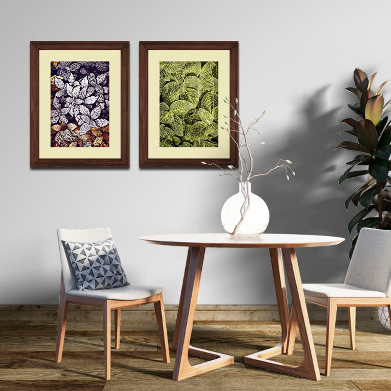 Set of 2 Forest Leaf Wall Frames – Patterned Foliage Prints
