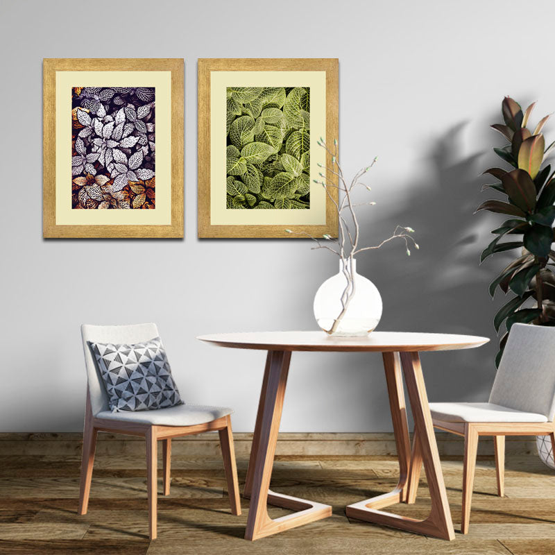 Set of 2 Forest Leaf Wall Frames – Patterned Foliage Prints