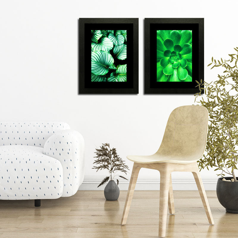 Set of 2 Leaf Whirl Wall Frames – Spiral Green Plant Art