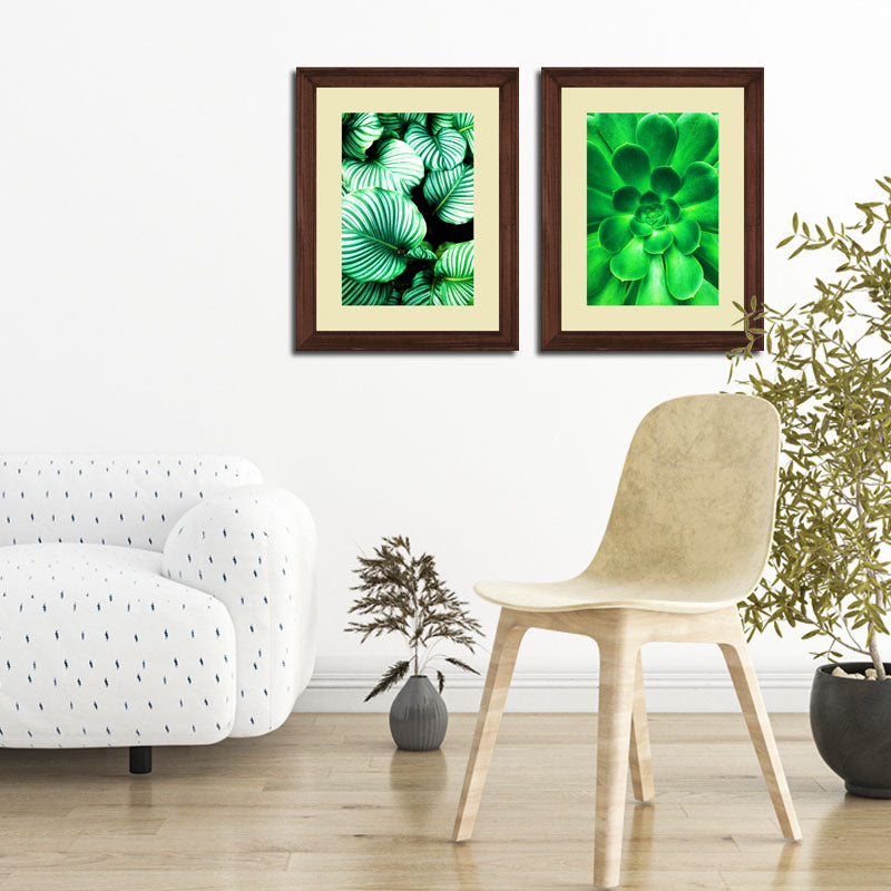 Set of 2 Leaf Whirl Wall Frames – Spiral Green Plant Art