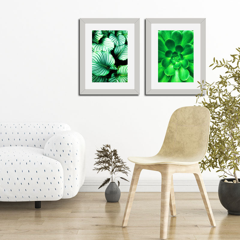 Set of 2 Leaf Whirl Wall Frames – Spiral Green Plant Art