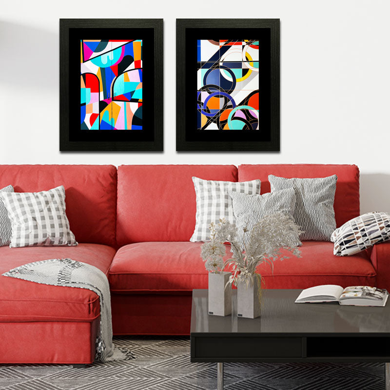 2 Piece Artistic Movement Wall Frames – Bold Abstract Geometry