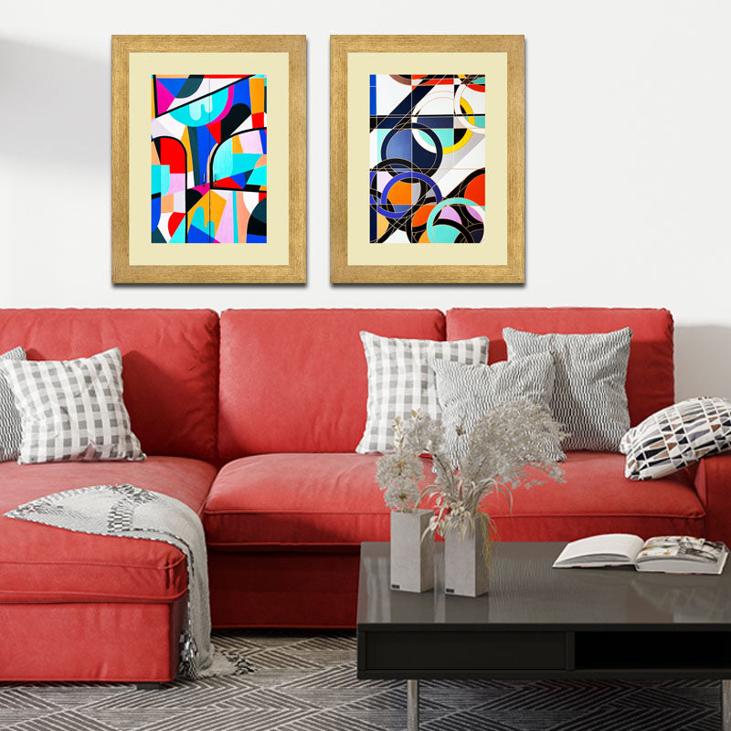 2 Piece Artistic Movement Wall Frames – Bold Abstract Geometry