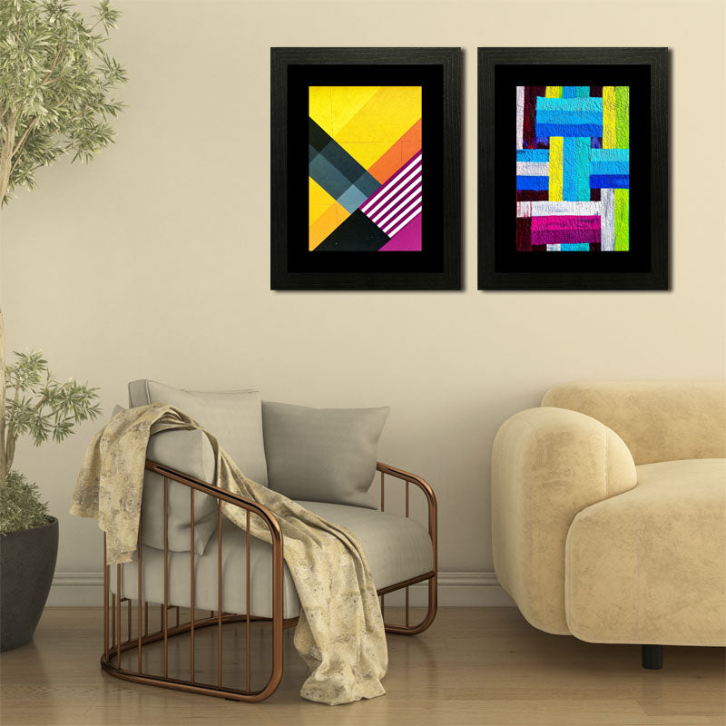 2 Piece Graphic Color Block Wall Frames – Modern Pop Art