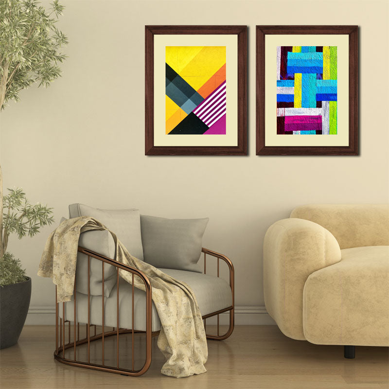 2 Piece Graphic Color Block Wall Frames – Modern Pop Art