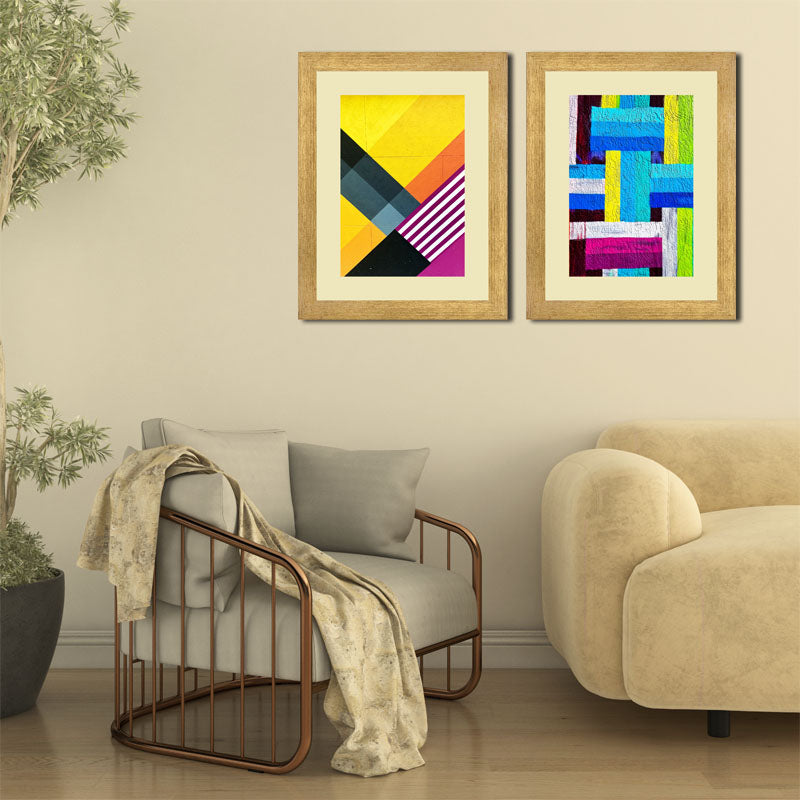 2 Piece Graphic Color Block Wall Frames – Modern Pop Art