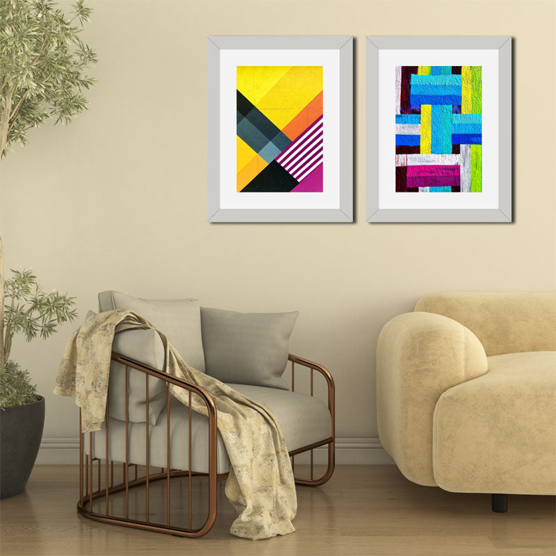 2 Piece Graphic Color Block Wall Frames – Modern Pop Art