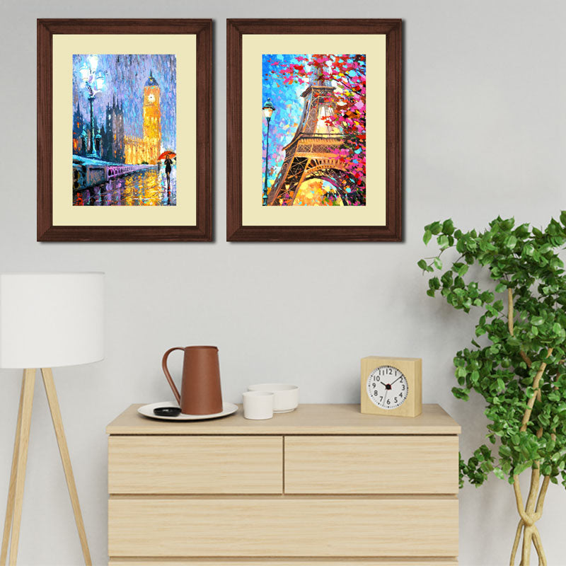 Set of 2 City Lights Wall Frames – Eiffel Tower in Seasons