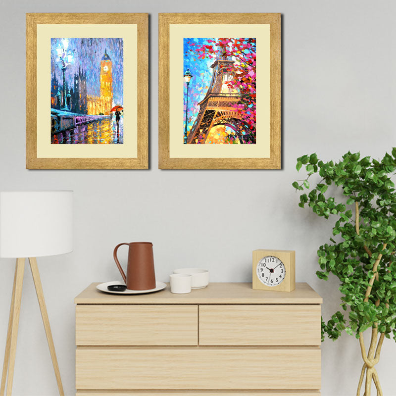 Set of 2 City Lights Wall Frames – Eiffel Tower in Seasons