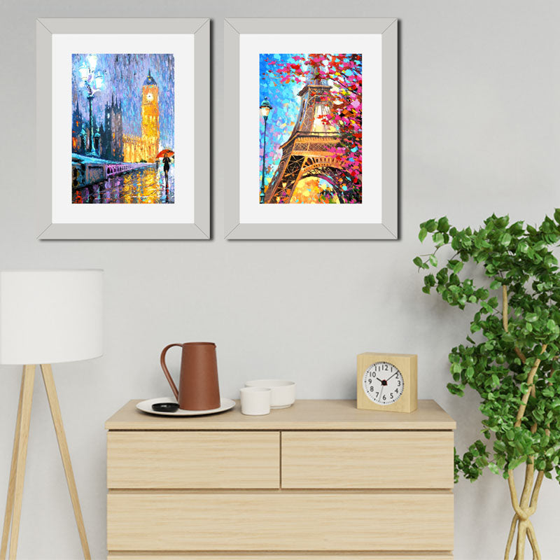 Set of 2 City Lights Wall Frames – Eiffel Tower in Seasons