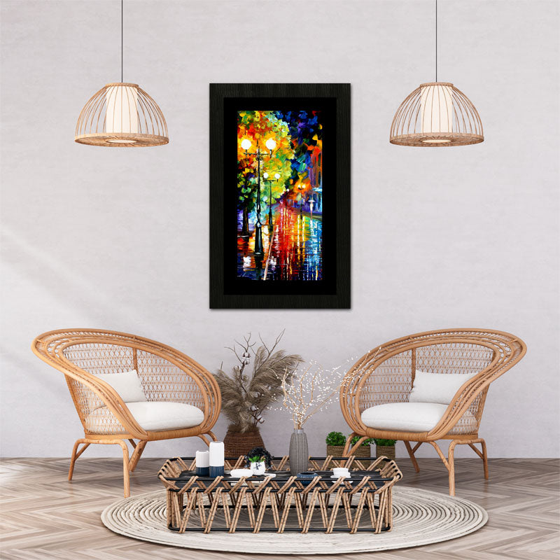 Color Splash Street Wall Frame – Vibrant Urban Night Scene