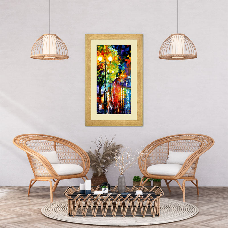 Color Splash Street Wall Frame – Vibrant Urban Night Scene