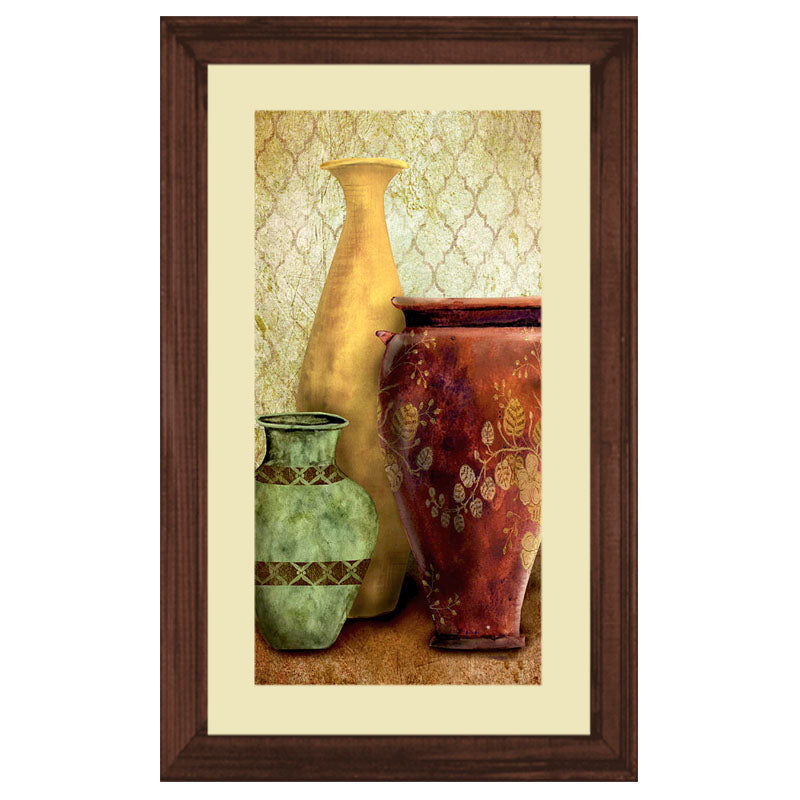 Rustic Pottery Wall Frame – Dual Vase Composition