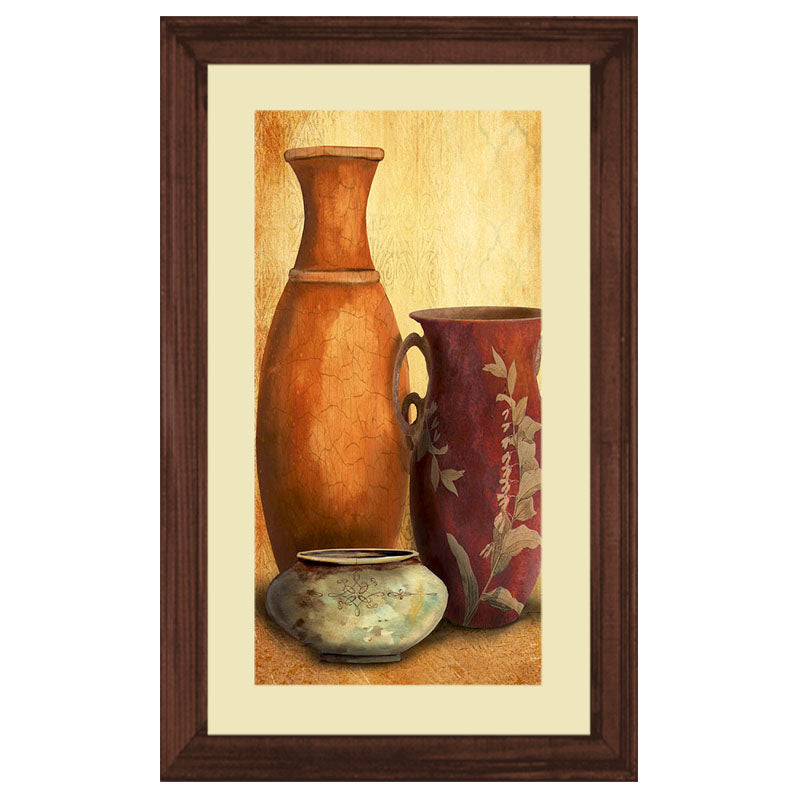 Terracotta Vase Trio Wall Frame – Handcrafted Vase Illustration