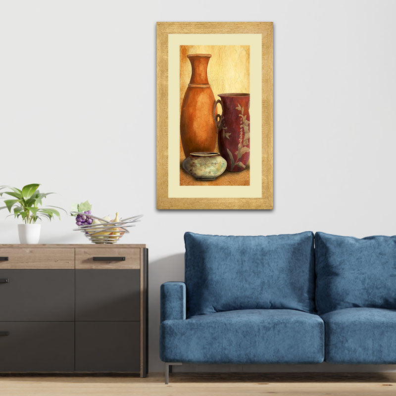 Terracotta Vase Trio Wall Frame – Handcrafted Vase Illustration