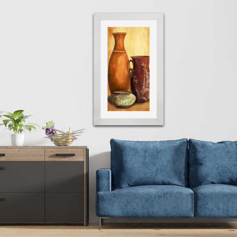 Terracotta Vase Trio Wall Frame – Handcrafted Vase Illustration