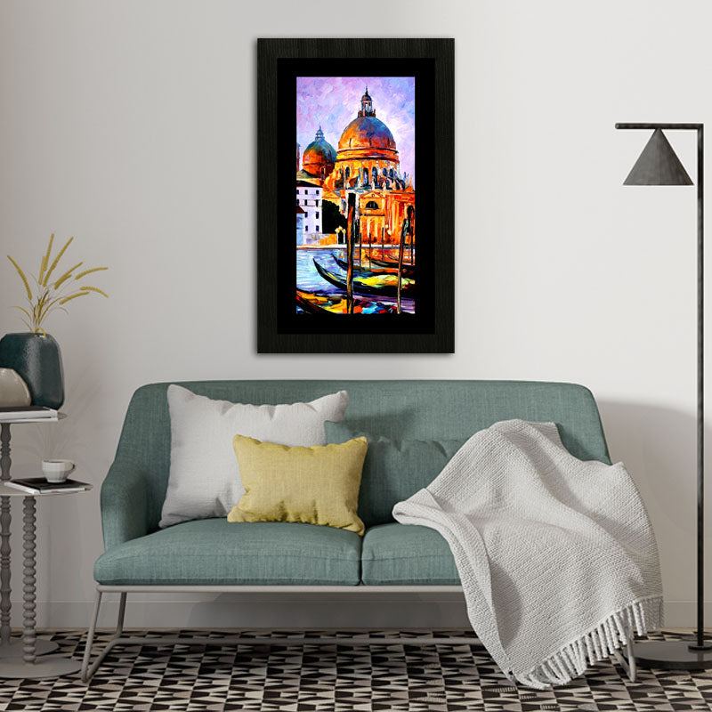 City Glow Wall Frame – Colorful Dome & Canal Architecture