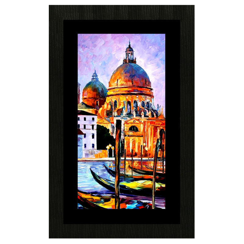 City Glow Wall Frame – Colorful Dome & Canal Architecture