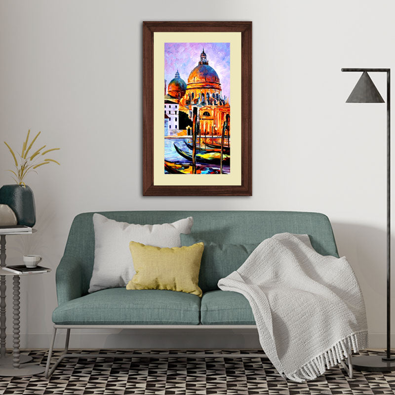 City Glow Wall Frame – Colorful Dome & Canal Architecture