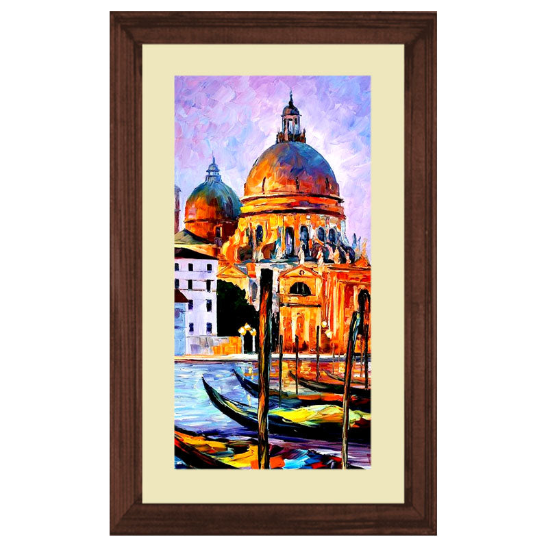 City Glow Wall Frame – Colorful Dome & Canal Architecture