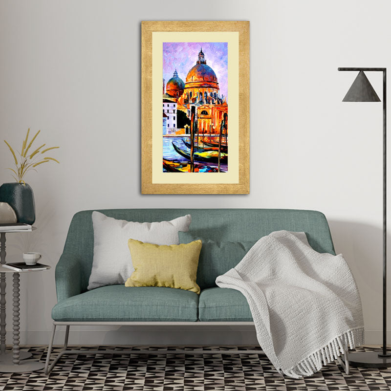 City Glow Wall Frame – Colorful Dome & Canal Architecture