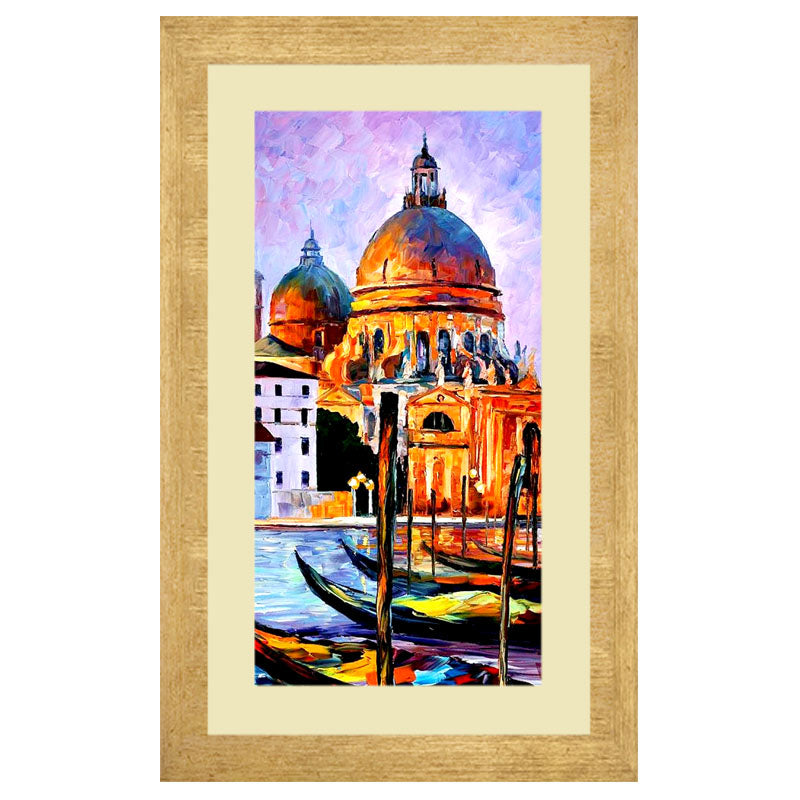 City Glow Wall Frame – Colorful Dome & Canal Architecture