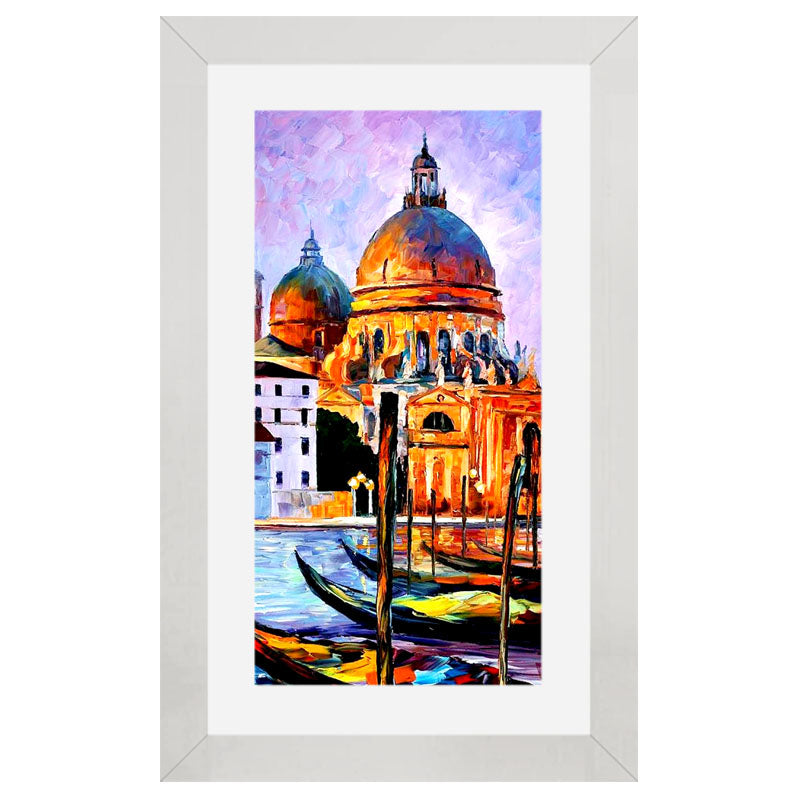 City Glow Wall Frame – Colorful Dome & Canal Architecture