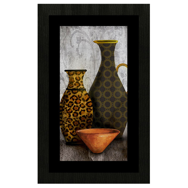 Golden Pottery Wall Frame – Antique Ceramic Still Life