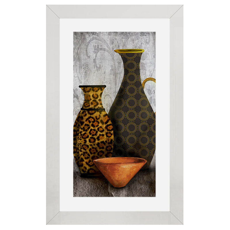 Golden Pottery Wall Frame – Antique Ceramic Still Life