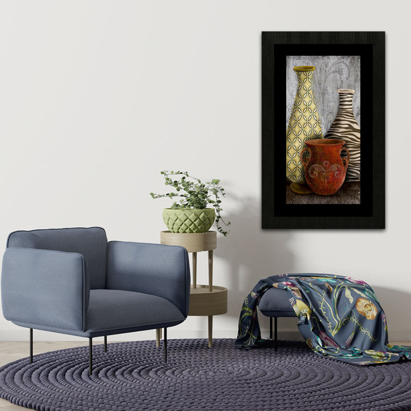 Rustic Vase Composition Wall Frame – Clay & Woven Textures