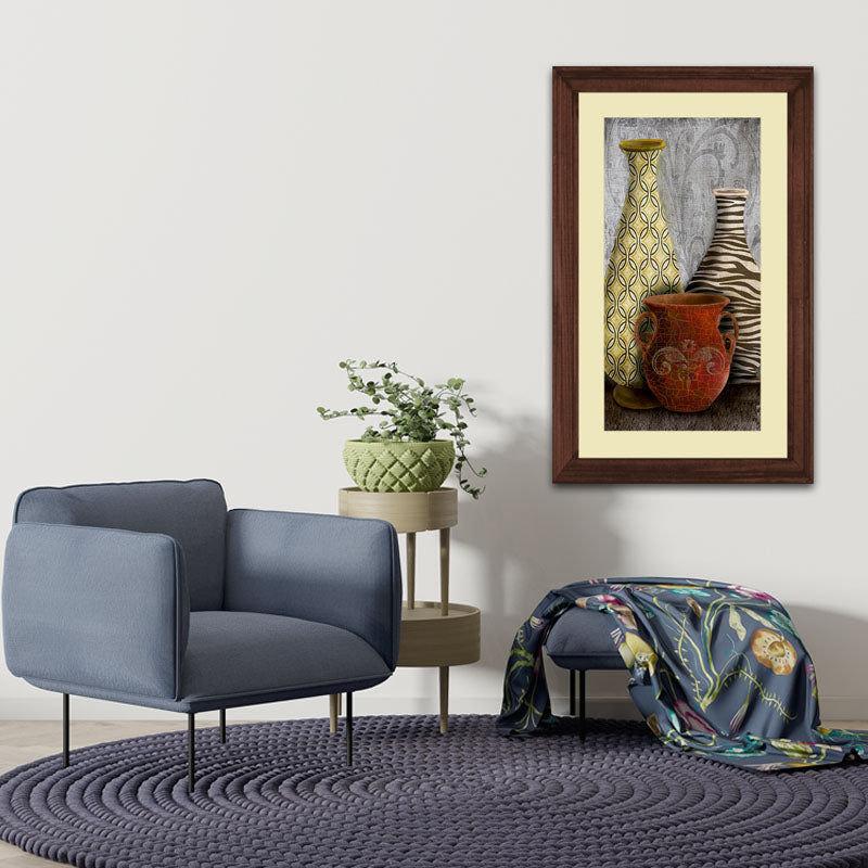 Rustic Vase Composition Wall Frame – Clay & Woven Textures