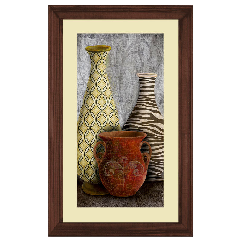 Rustic Vase Composition Wall Frame – Clay & Woven Textures
