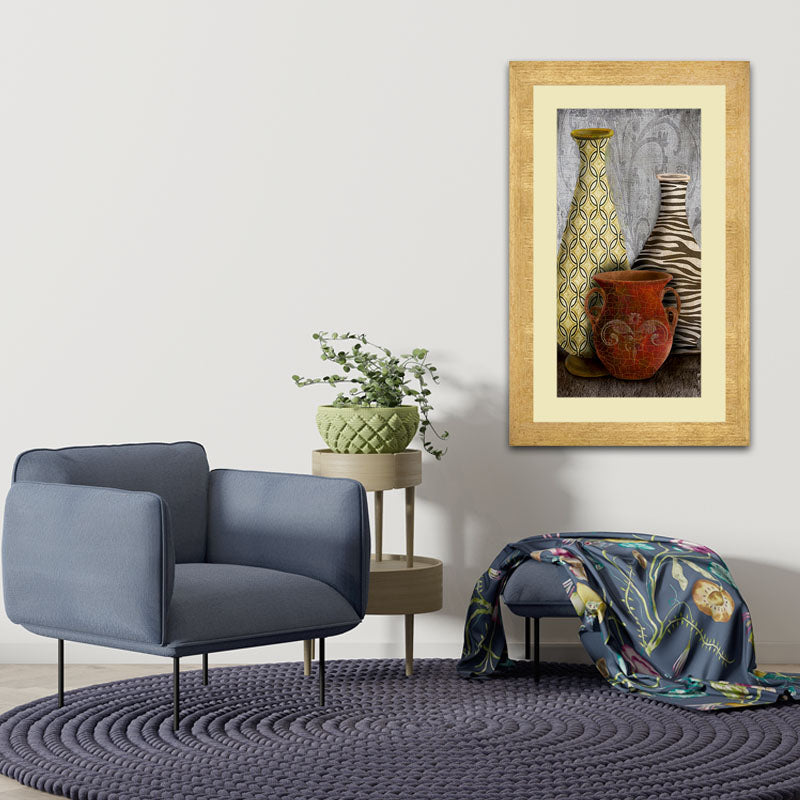 Rustic Vase Composition Wall Frame – Clay & Woven Textures