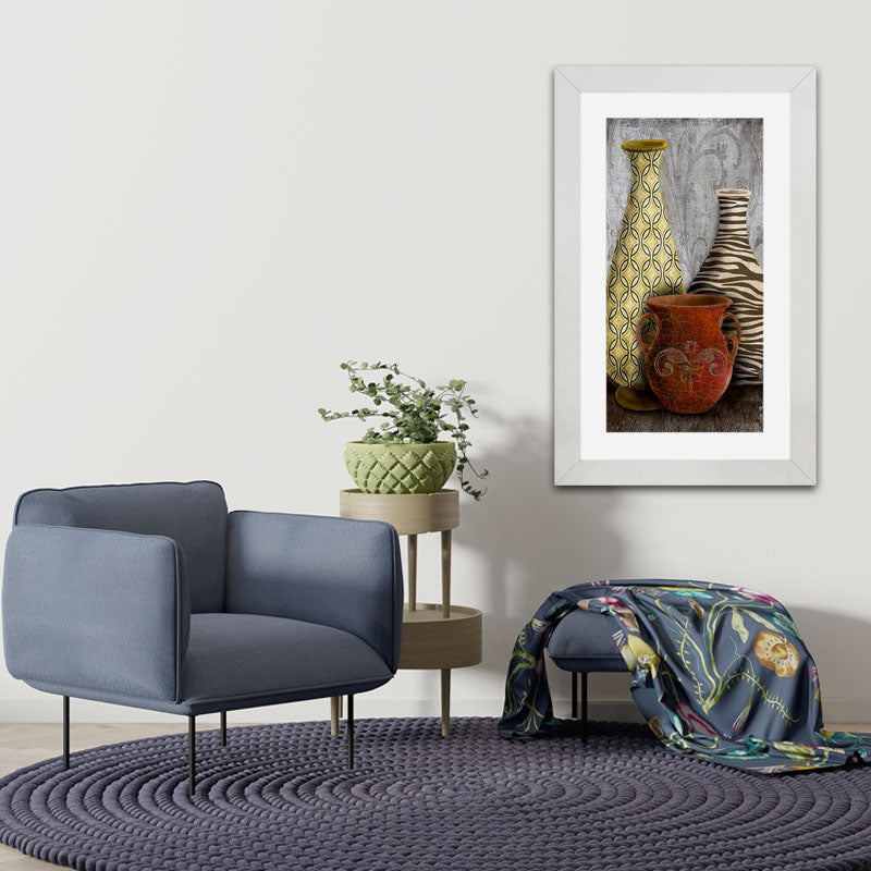 Rustic Vase Composition Wall Frame – Clay & Woven Textures