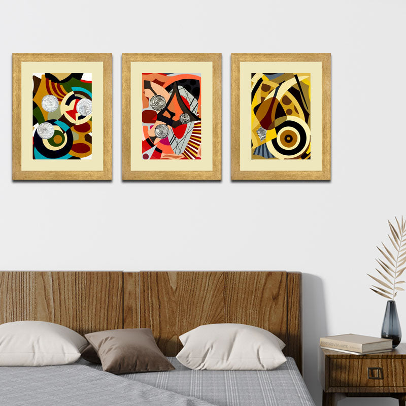 Set of 3 Abstract Plates Wall Frame Set – Vibrant Culinary Art