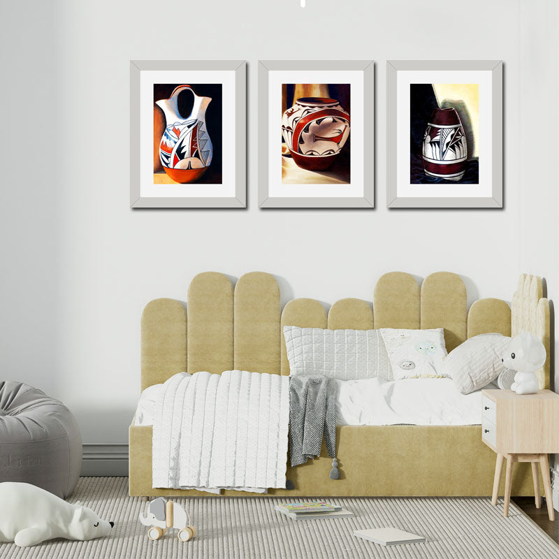 Set of 3 Cultural Ceramic Vases Wall Frame Set – Traditional Pottery Art