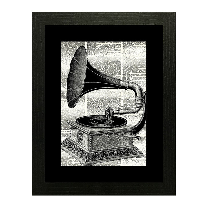 3 Piece Vintage Music Wall Frame Set – Gramophone, Bicycle & Horse Cart